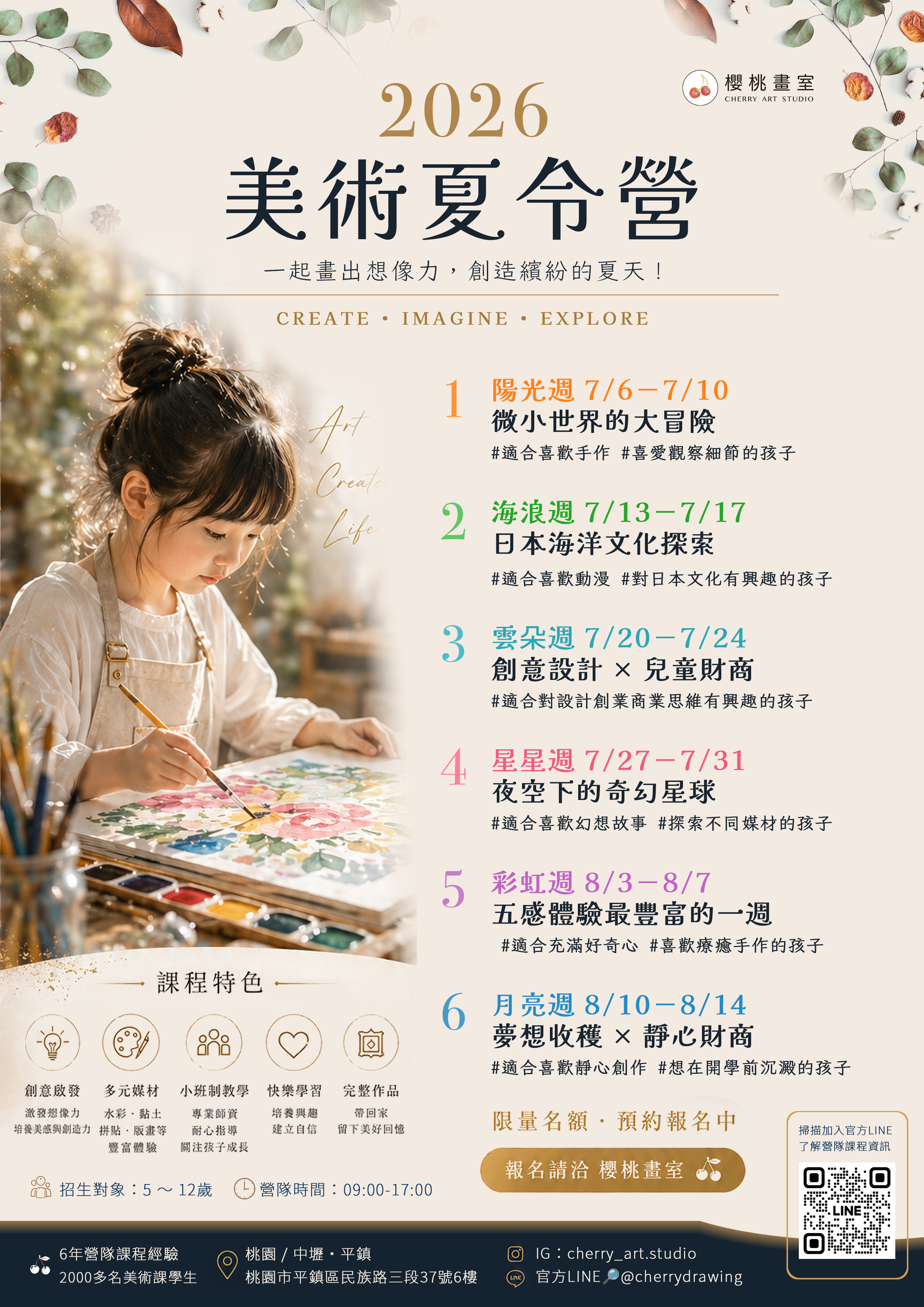 櫻桃畫室美術夏令營海報